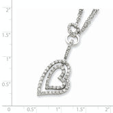 Sterling Silver Double Heart CZ Necklace